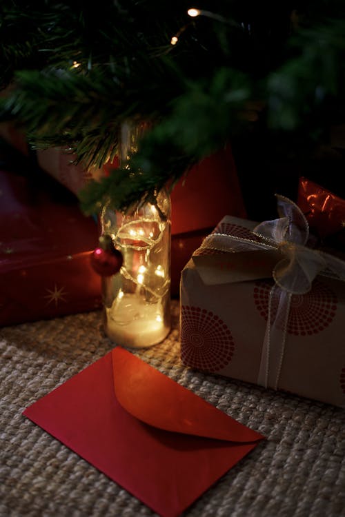 Free Christmas Presents Under a Christmas Tree Stock Photo