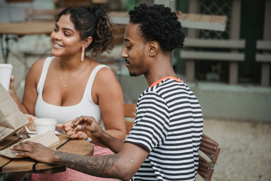Interracial couple enjoying a relaxed date