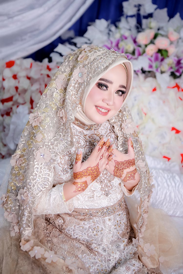 Positive Muslim Woman In Wedding Dress