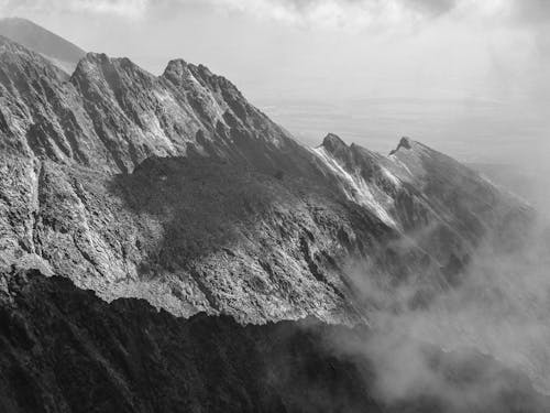 Grayscale Photo of a Mountain