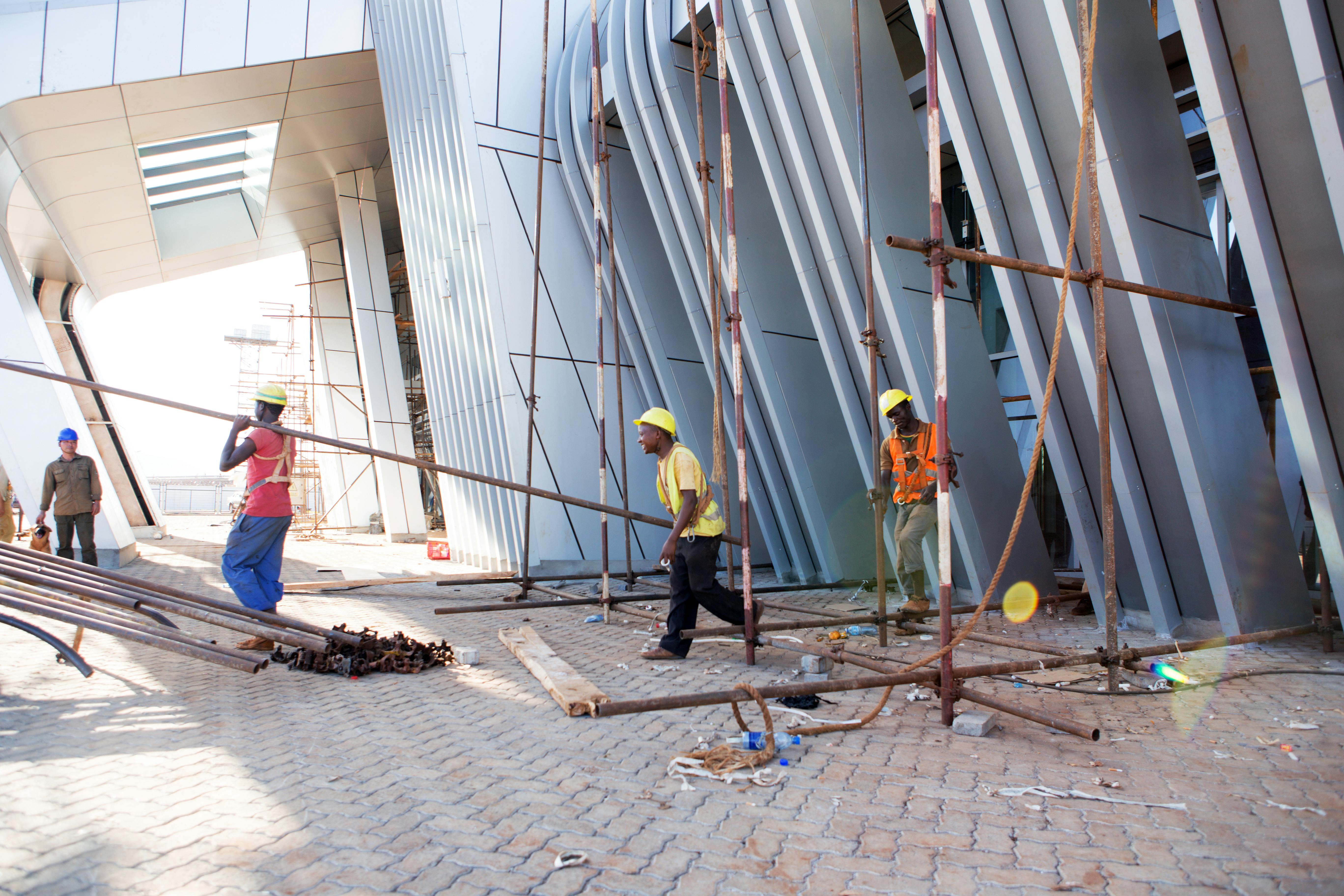 men working on construction site