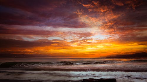 Бесплатное стоковое фото с волны, восход, горизонт