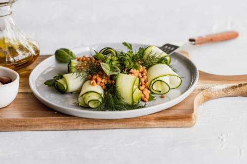 Sliced Vegetables on White Ceramic Plate