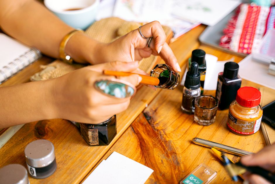 art supplies on table candid lifestyle lifestyle photo 1
