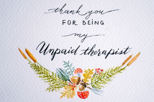 Free Artistic thank you card with a message and colorful botanical design. Stock Photo