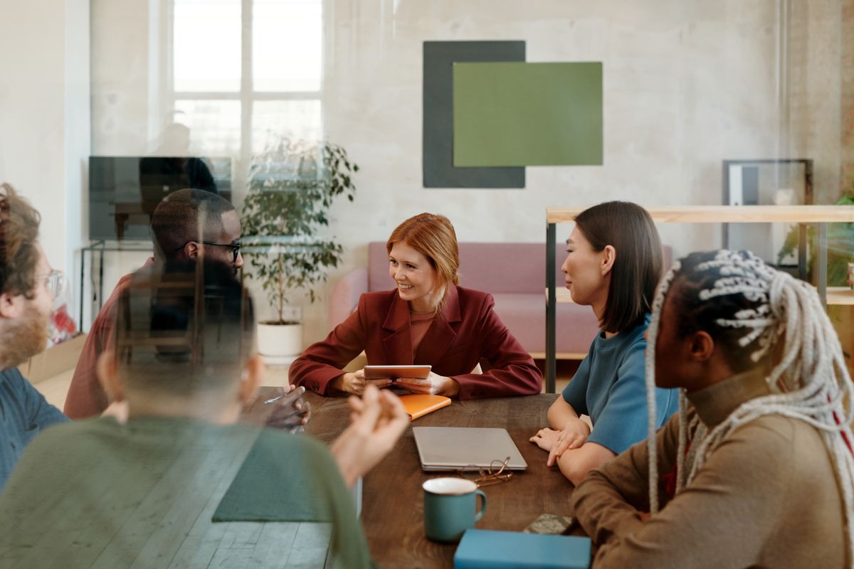 Professional team working together in an office