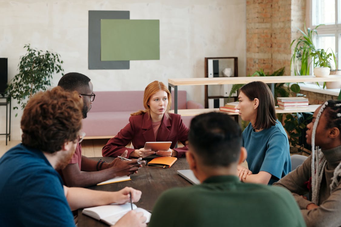Free People Having a Meeting Stock Photo