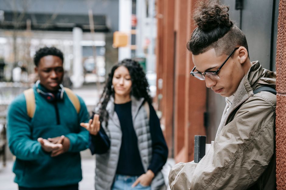 Multiracial people in urban street