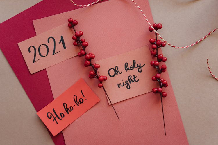 Christmas Cards On Pink Background