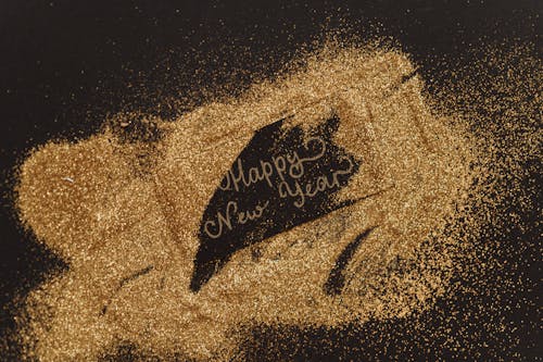 Happy New Year Greeting Card with Glitters