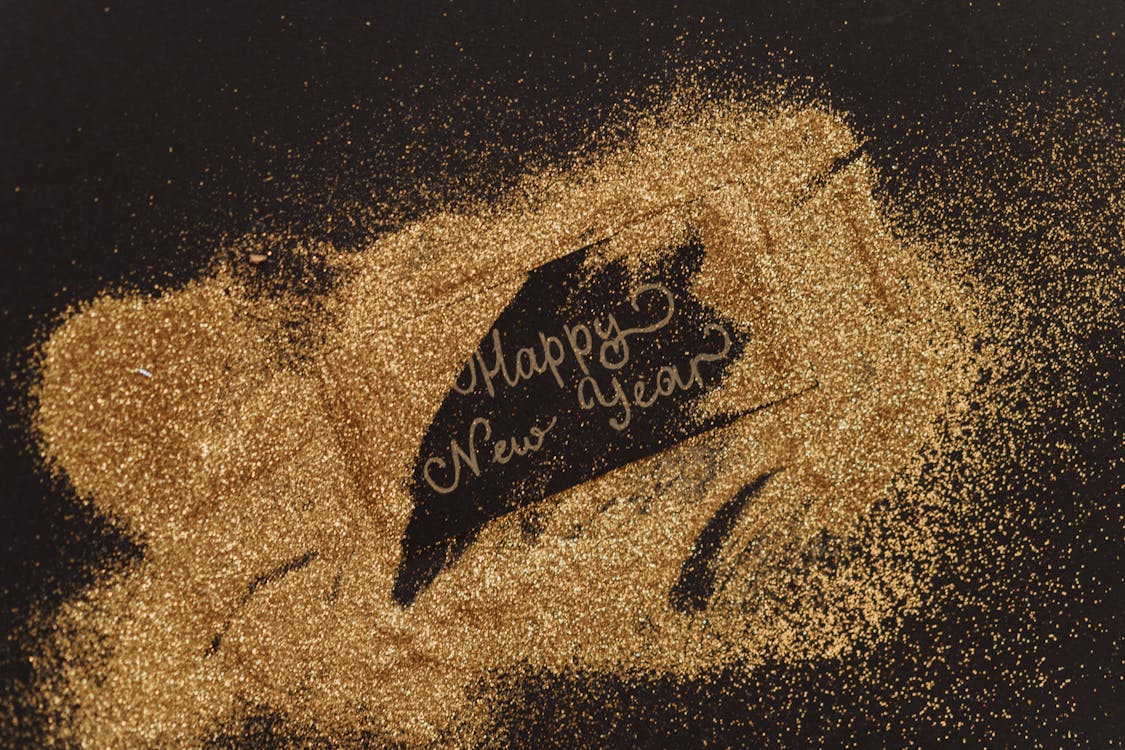 Ilmainen kuvapankkikuva tunnisteilla glitterit, hyvää uutta vuotta, kalligrafia