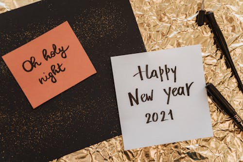 Happy New Year Text on White Paper