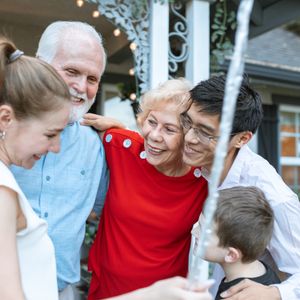 Family checking health app