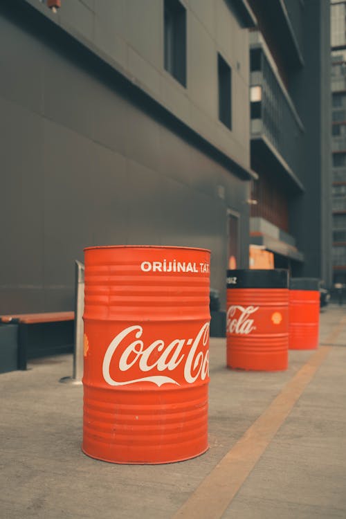 Free Coca Cola Drums on the Street Stock Photo