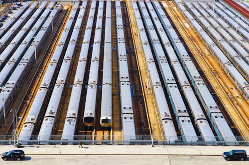 
An Aerial Shot of a Rail Yard