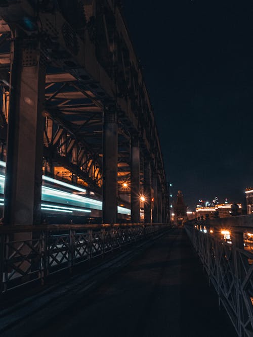 Long Walkway Near Metal Bridge