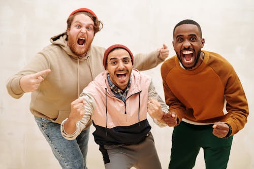 Free Multiracial Men with Open Mouths Stock Photo