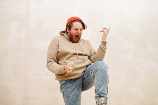 A Man Doing an Air Guitar