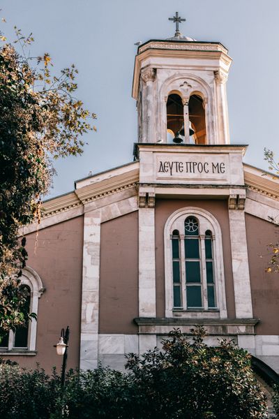 Historic stone church architecture, heritage conservation work