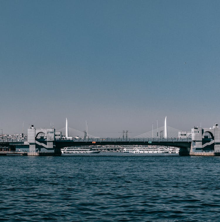 Galata Bridge Over Calm Sea