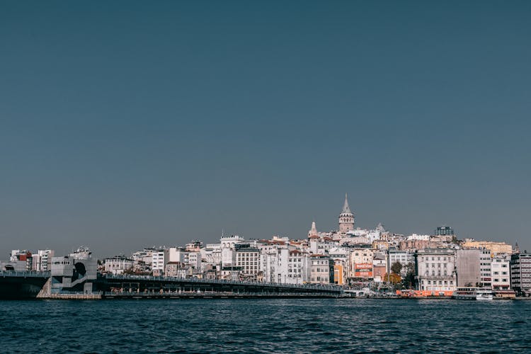 Galata Bridge Over Bosphorus Bay