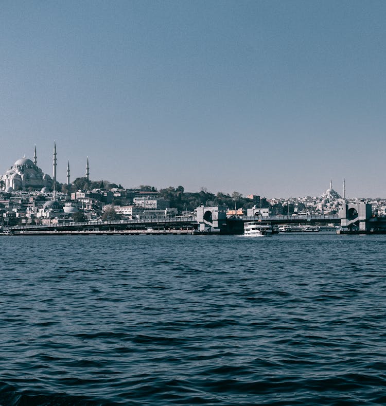 Calm Sea With Massive Bridge