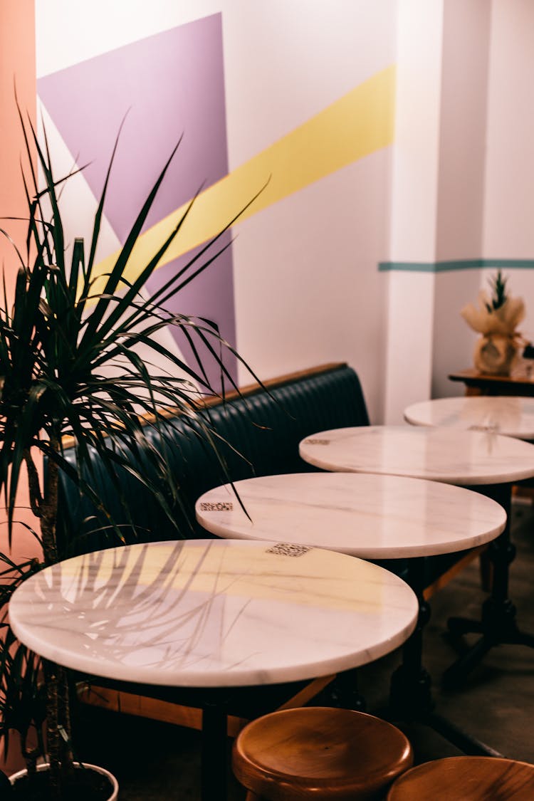 Round Tables Placed In Cafe