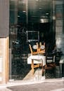 Closed cafeteria with chairs placed upside down on tables