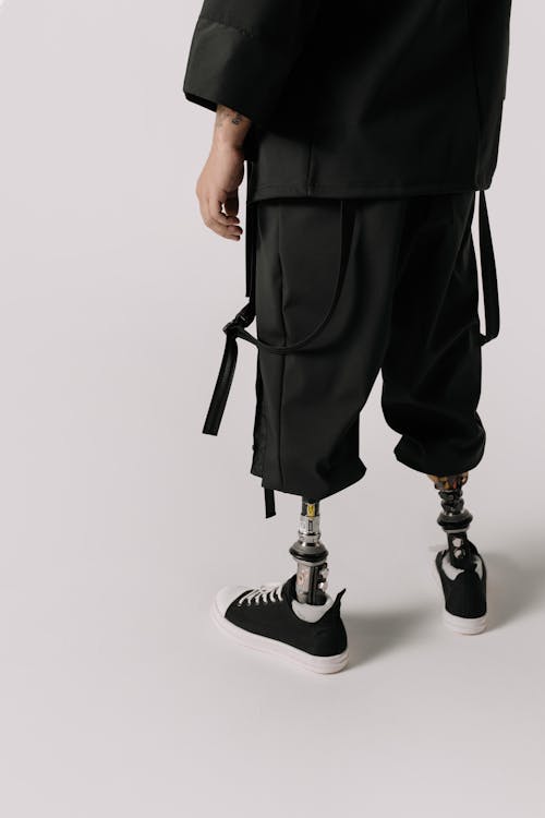 Close-Up Shot of a Person with Prosthetic Legs