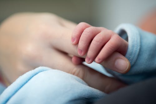 Free A Baby's Hand Holding a Person's Finger Stock Photo