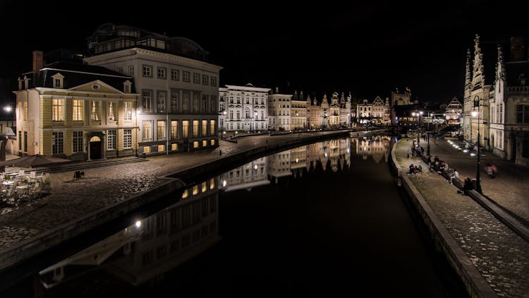 
The Leie River At Night