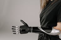 Close-Up Shot of a Woman with Prosthetic Arm