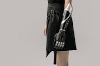 Close-Up Shot of a Woman with Prosthetic Arm