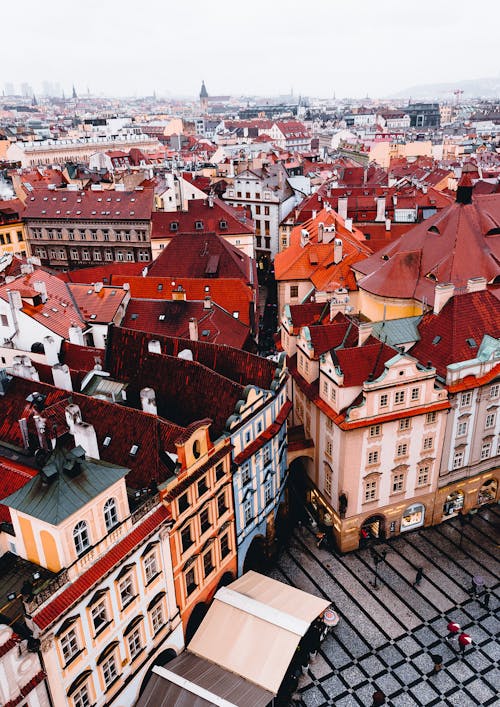 Colorful residential houses in city