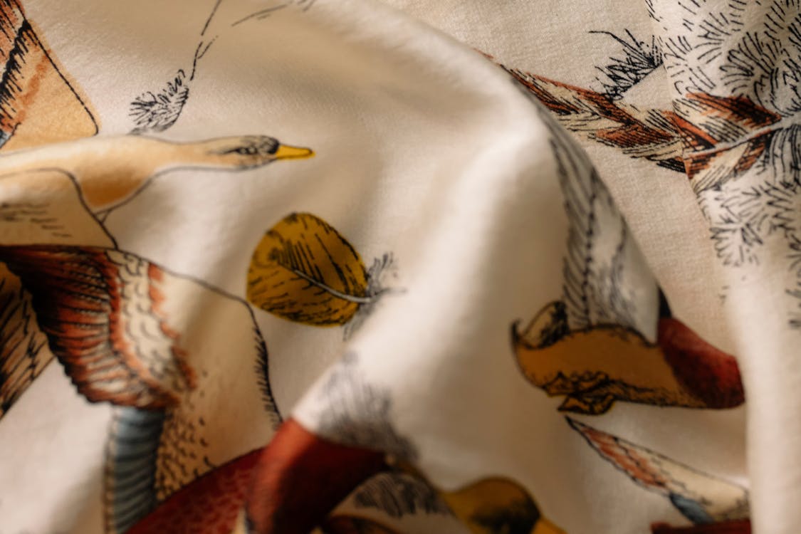 Retro Fabric with Bird Print