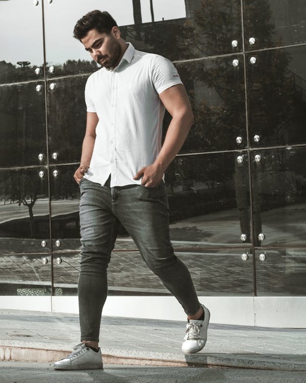 White button down black 2025 jeans