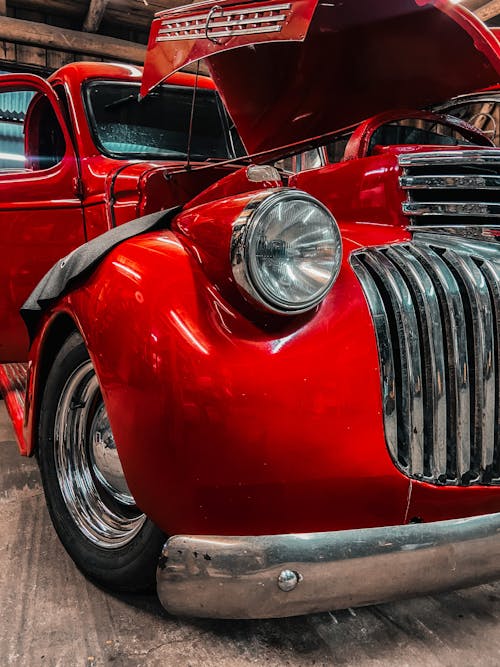 Free A Red Vintage Car Stock Photo