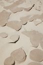 From above of ground covered with sand of different textures in desert in daytime
