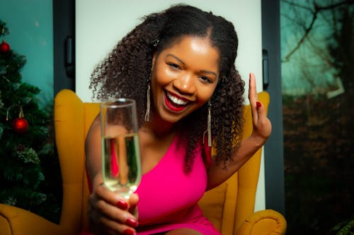 A Woman Holding a Champagne Glass 