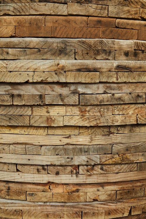 Old wooden boards placed in stack