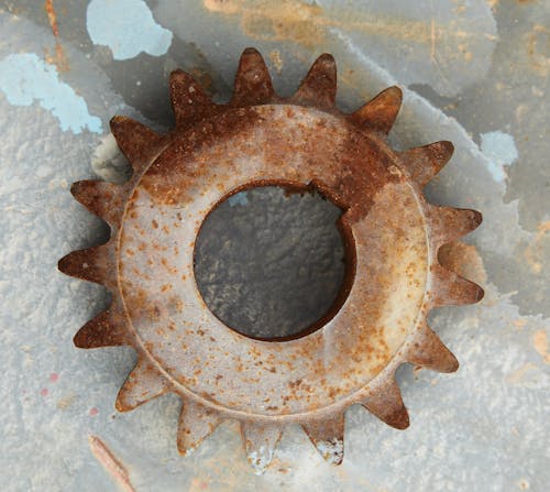 Old gear wheel covered with rust