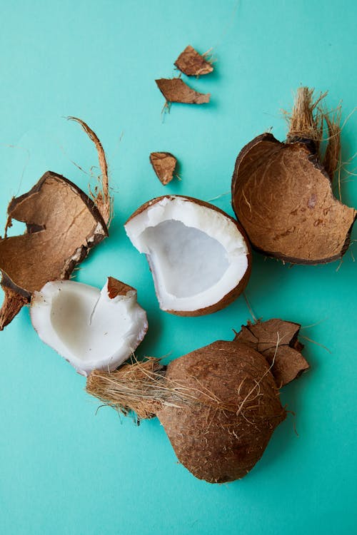 Cracked coconut with soft white pulp