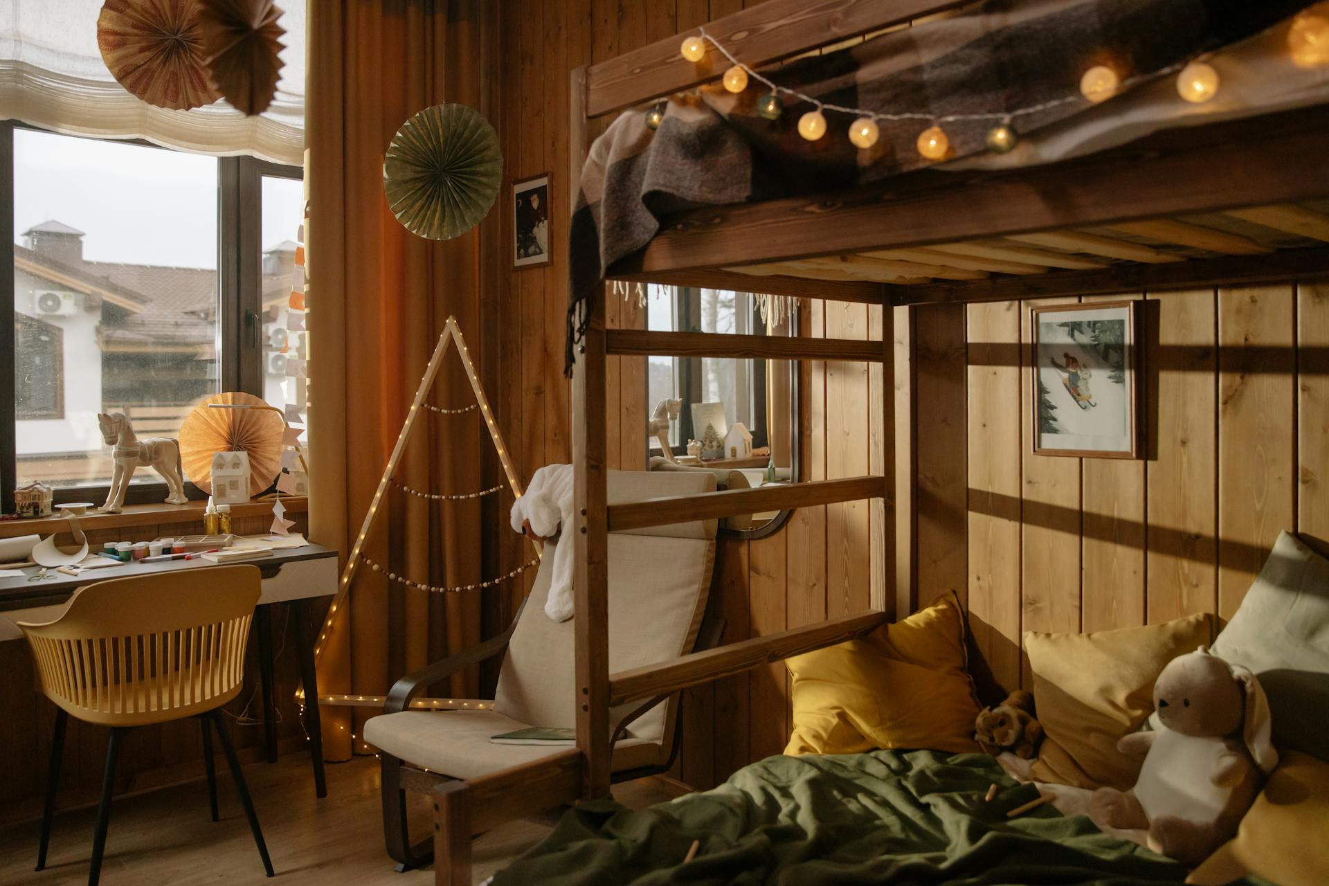 A Wooden Double Deck Bed