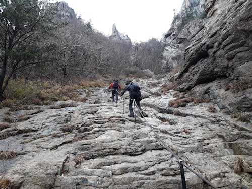 Two People Mountain Hiking