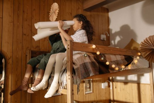 Children Playing on a Bunk Bed