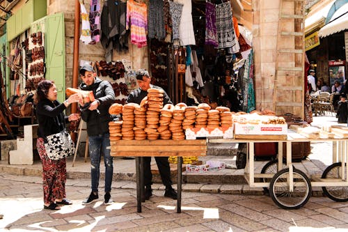 Free Street Vendors on Street Stock Photo
