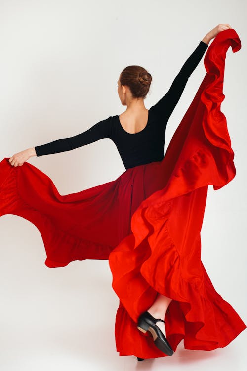 Anonymous woman in skirt for flamenco dance