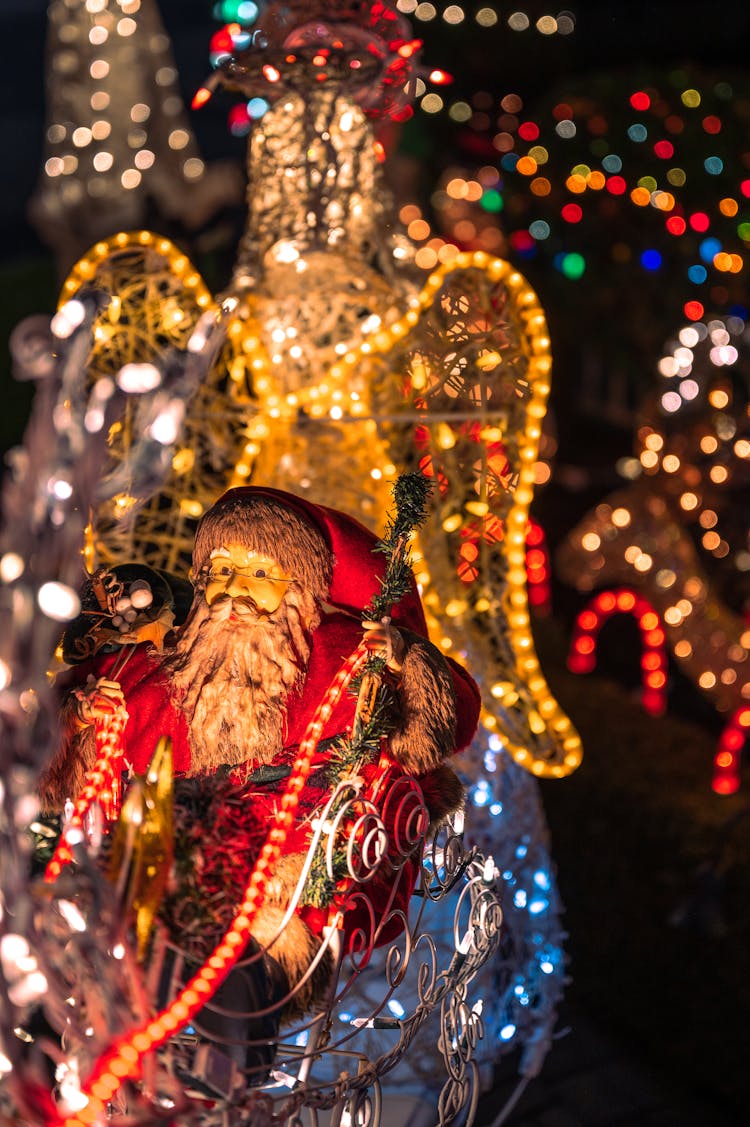 Santa Claus Figurine With Multi Colored Lights