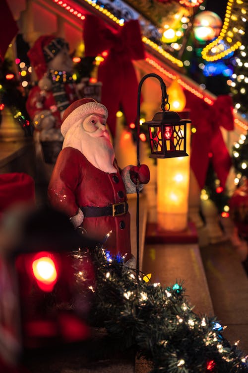 Free Santa Claus Figurine and Christmas Decors Stock Photo