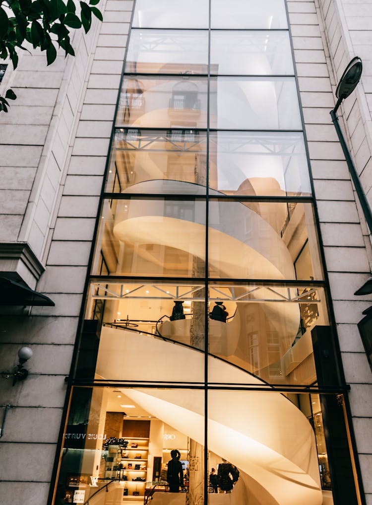 Modern Building Of Shopping Mall With Glass Wall